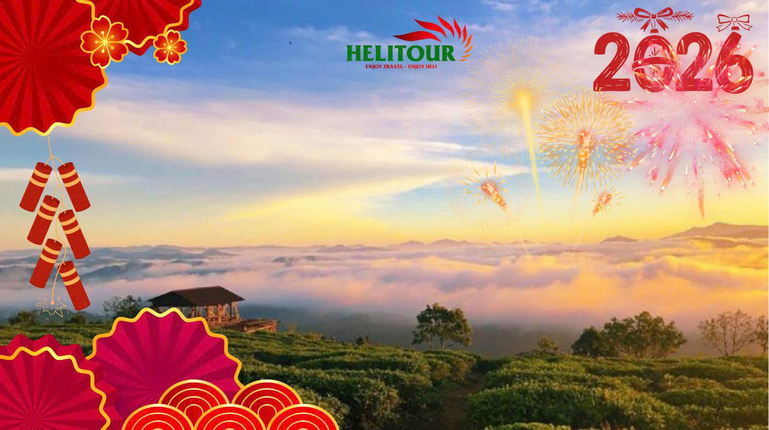 Đồi chè Cầu Đât vào những ngày đầu năm mới.