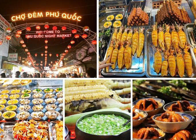hải sản vô cùng phong phú tại chợ đêm Dương Đông trung tâm Phú Quốc