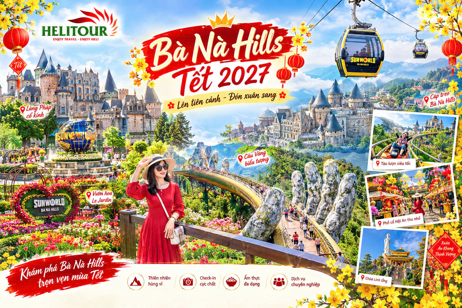 Bà Nà Hill điểm đặc sắc nhất trong tour Tết Đà Nẵng Hội An 2027 của Helitour